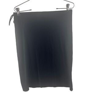 Y2K American Vintage Nylon Spandex Black Wrap Knee Length Skirt Sz M Made in USA
